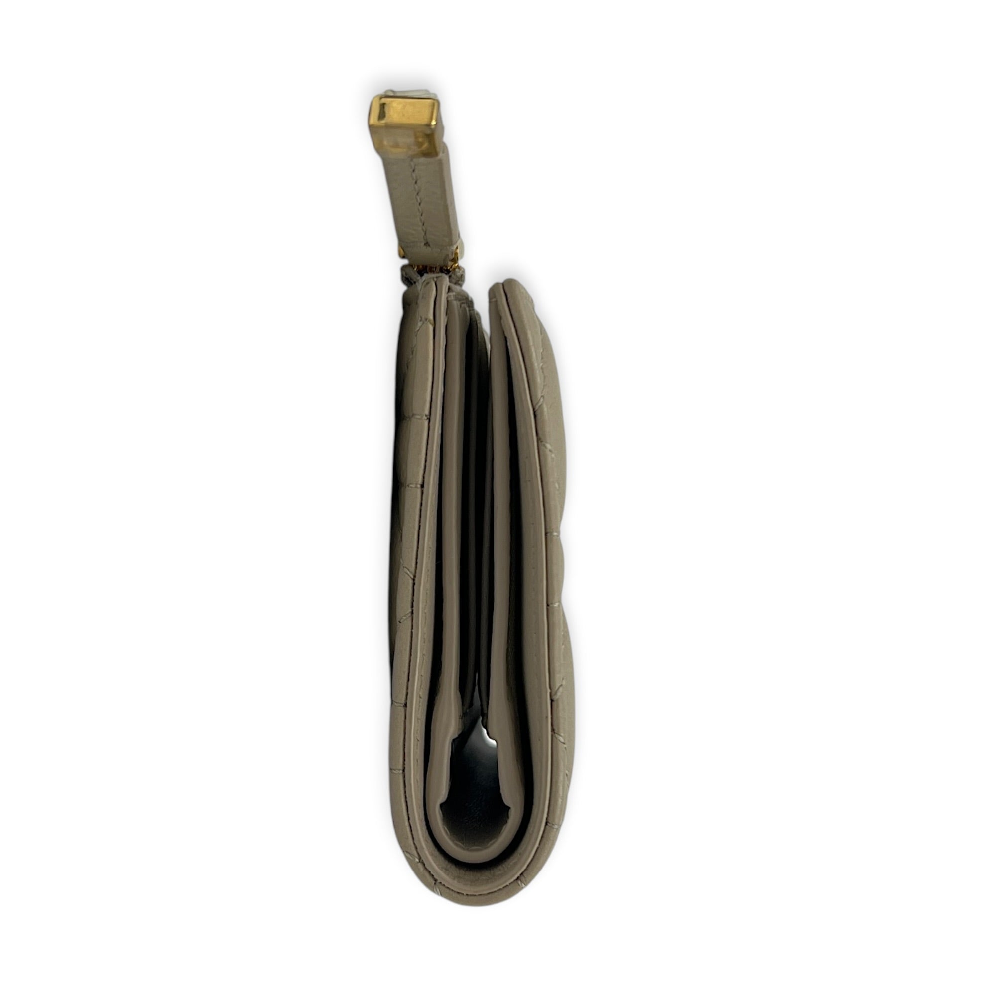 Caro Wallet Small Sand in Calfskin, Gold hardware