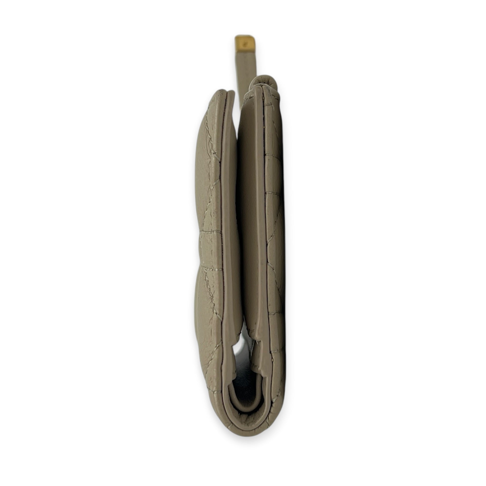 Caro Wallet Small Sand in Calfskin, Gold hardware