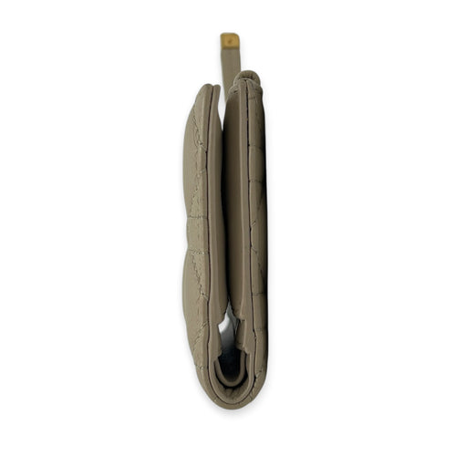 Caro Wallet Small Sand in Calfskin, Gold hardware