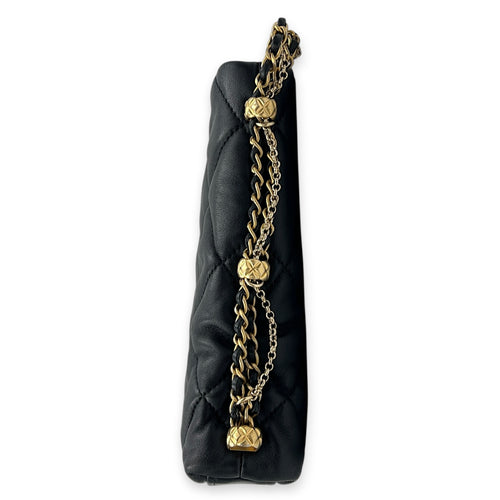 Quilted Crush on Chains Black Shoulder Bag in Lambskin, Gold hardware