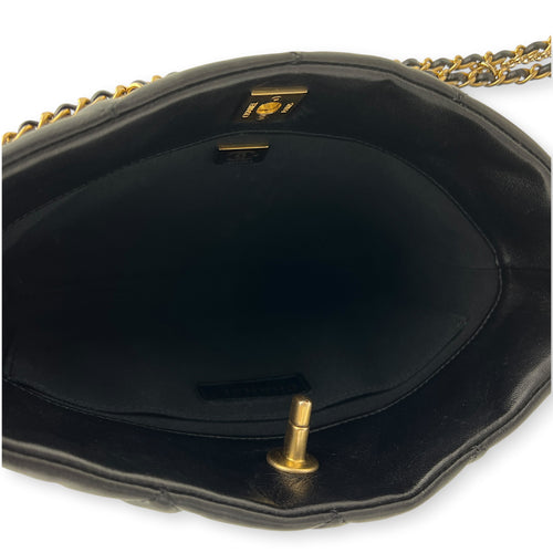 Quilted Crush on Chains Black Shoulder Bag in Lambskin, Gold hardware