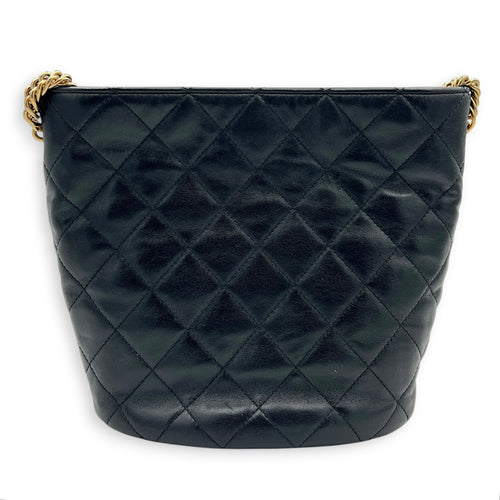 CC Turnlock Charms Chain Bucket Bag Black in Lambskin, Gold hardware
