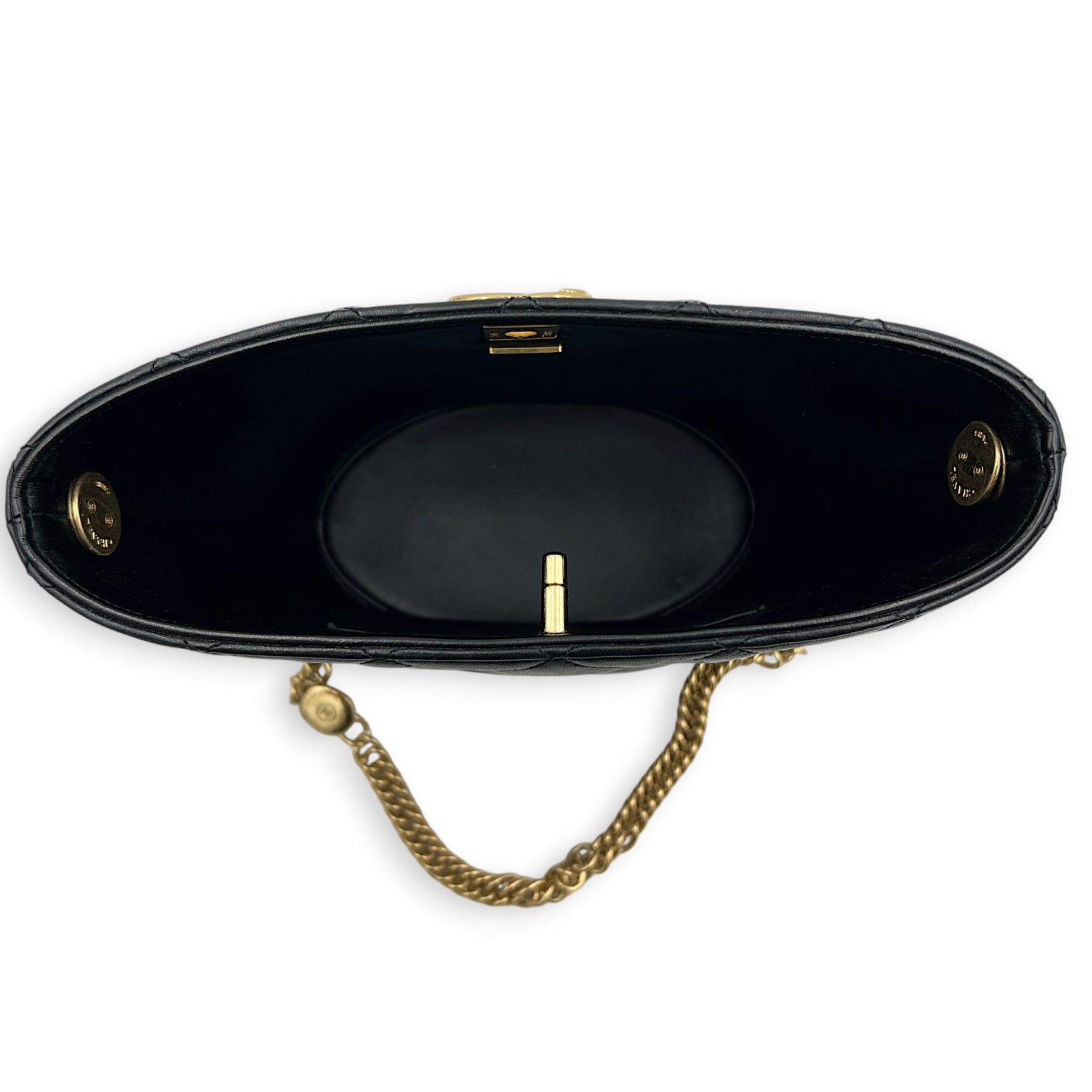CC Turnlock Charms Chain Bucket Bag Black in Lambskin, Gold hardware