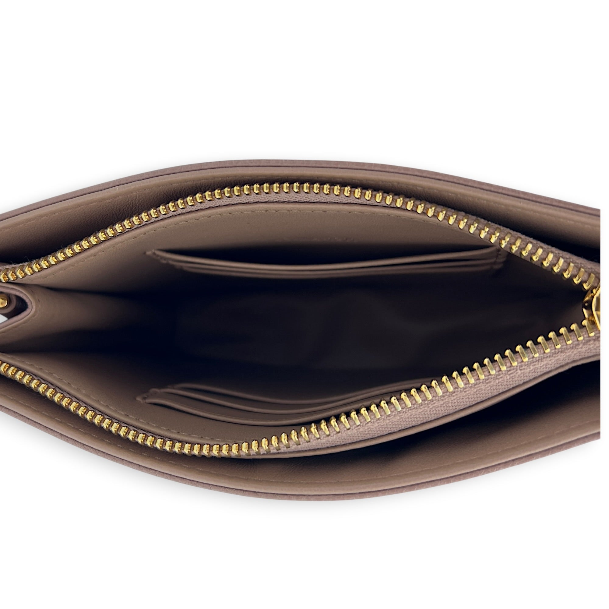 Caro Wallet On Chain Pink in Calfskin, Gold hardware