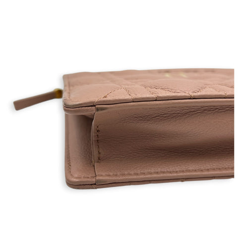 Caro Wallet On Chain Pink in Calfskin, Gold hardware