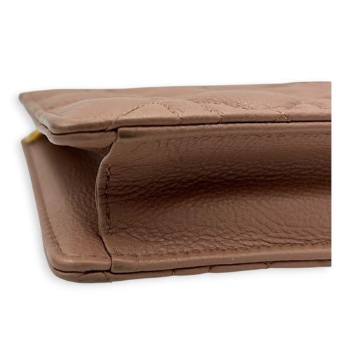 Caro Wallet On Chain Pink in Calfskin, Gold hardware