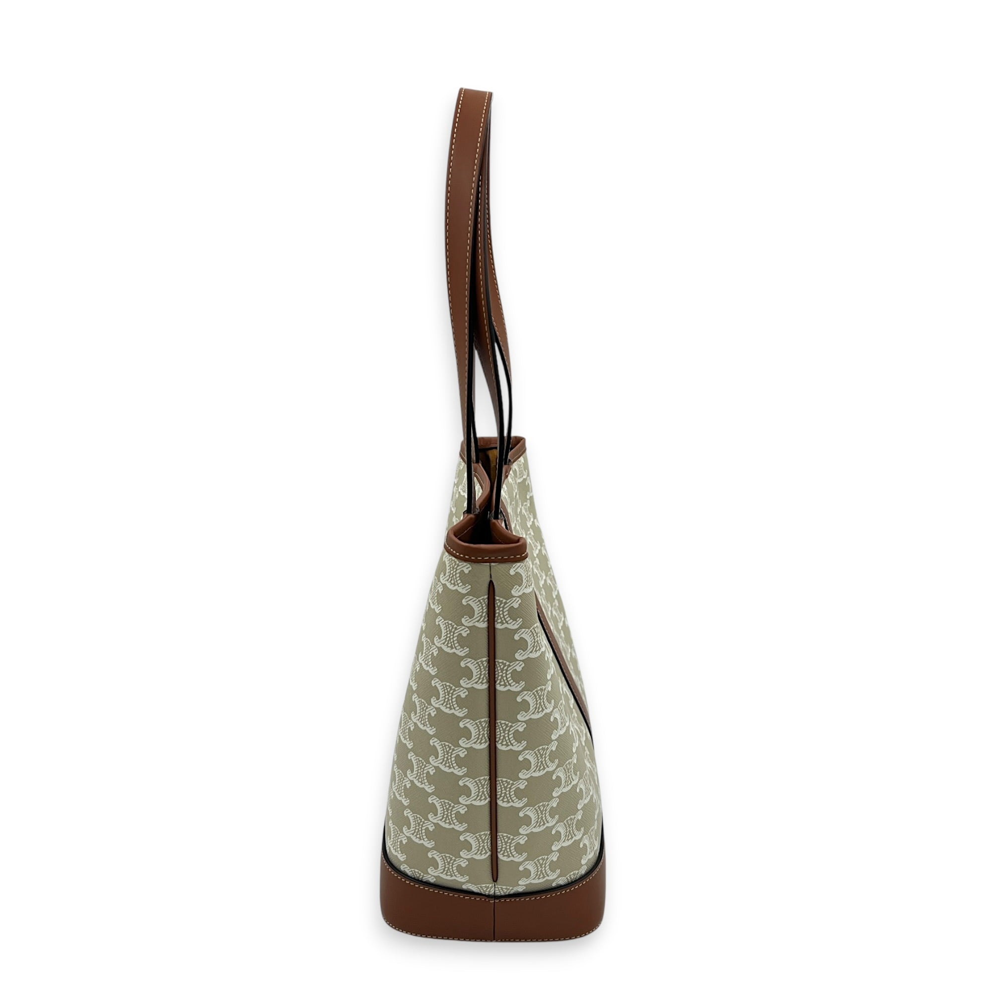 Triomphe Shoulder Bag Beige in Coated Canvas, Gold hardware