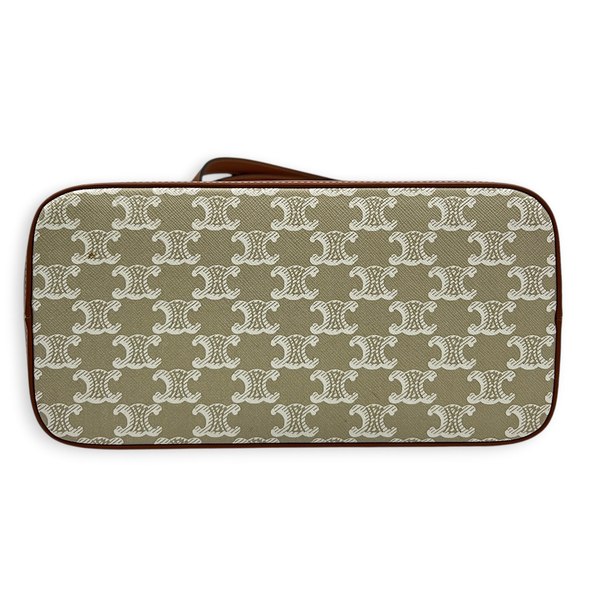 Triomphe Shoulder Bag Beige in Coated Canvas, Gold hardware
