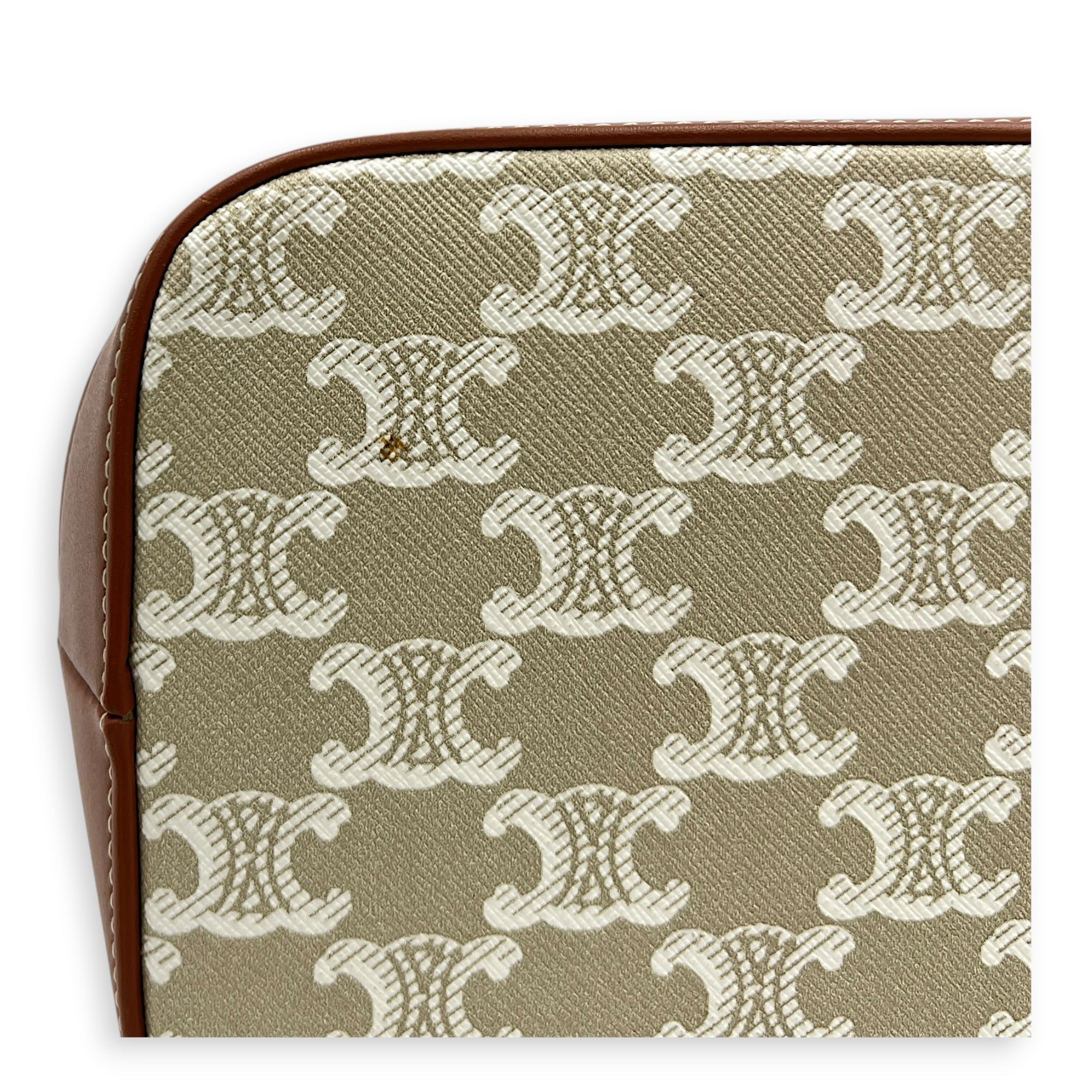 Triomphe Shoulder Bag Beige in Coated Canvas, Gold hardware