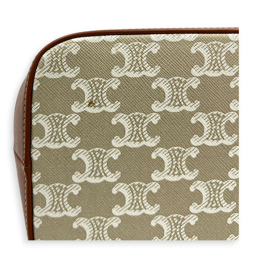 Triomphe Shoulder Bag Beige in Coated Canvas, Gold hardware