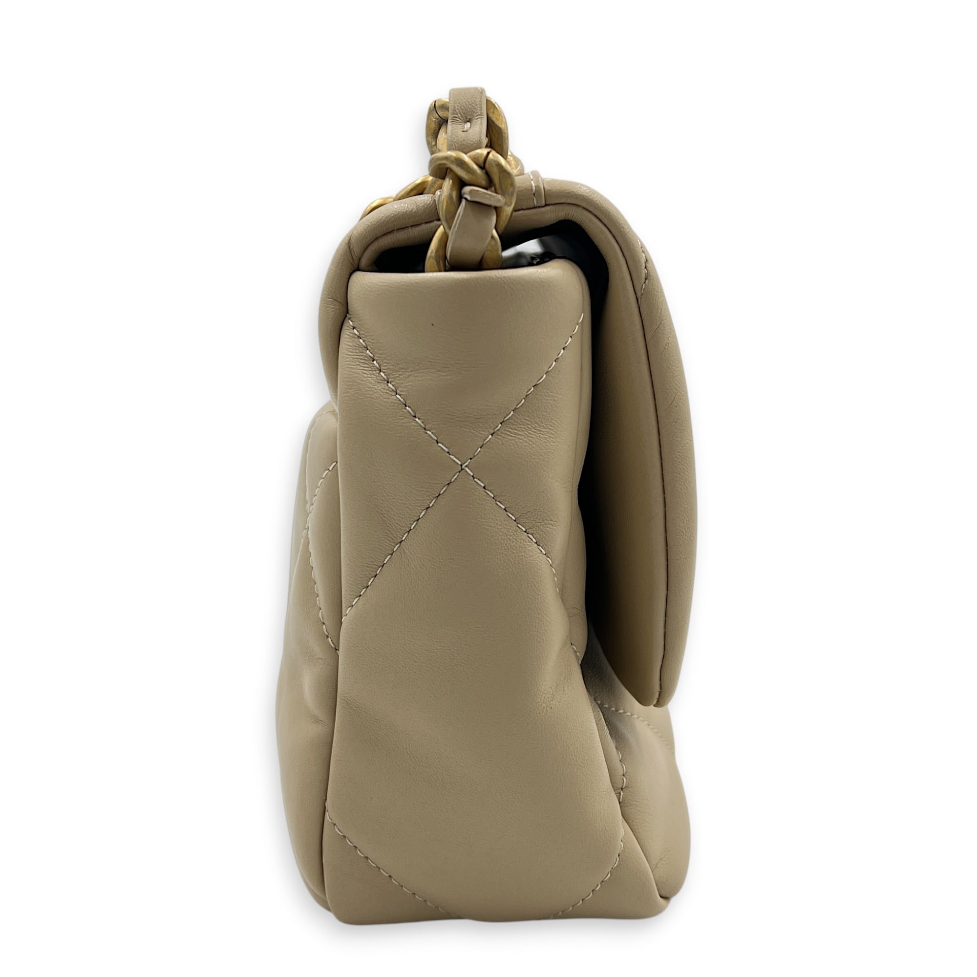 C19 Shoulder Bag Small Beige in Lambskin, Mixed hardware