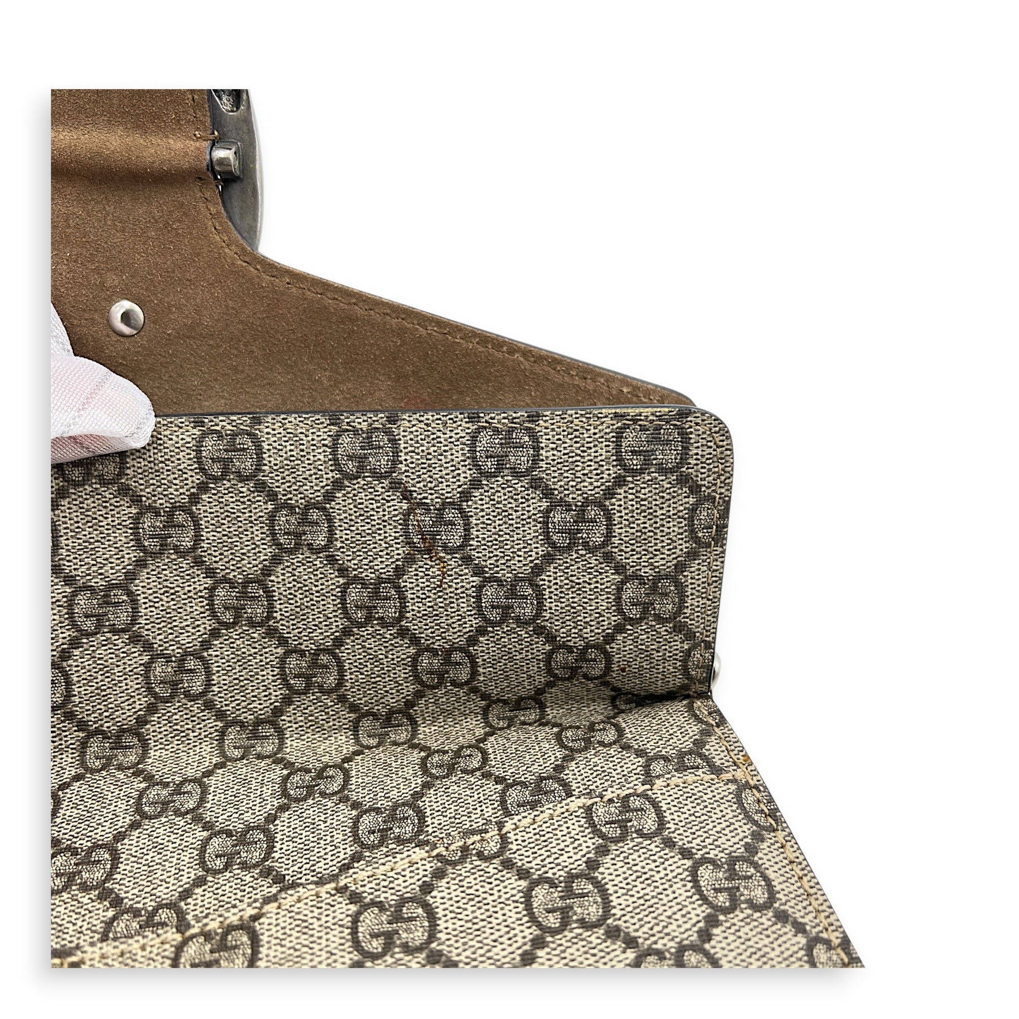 Dionysus Shoulder Bag Small Beige, Silver hardware