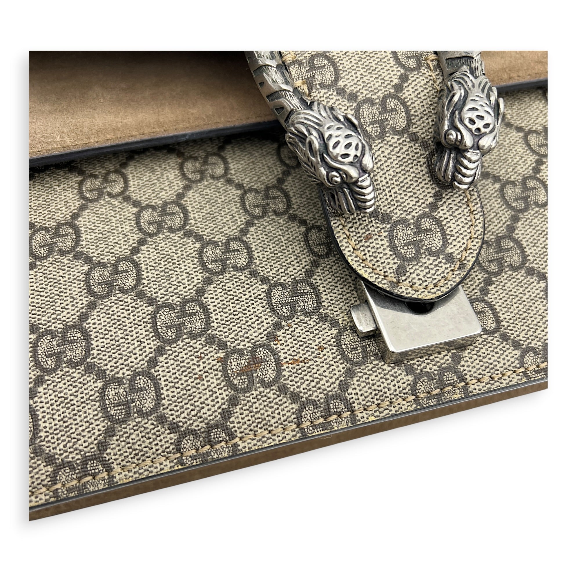 Dionysus Shoulder Bag Small Beige, Silver hardware