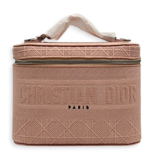 Diortravel Pink Vanity Bag in Canvas, Silver hardware