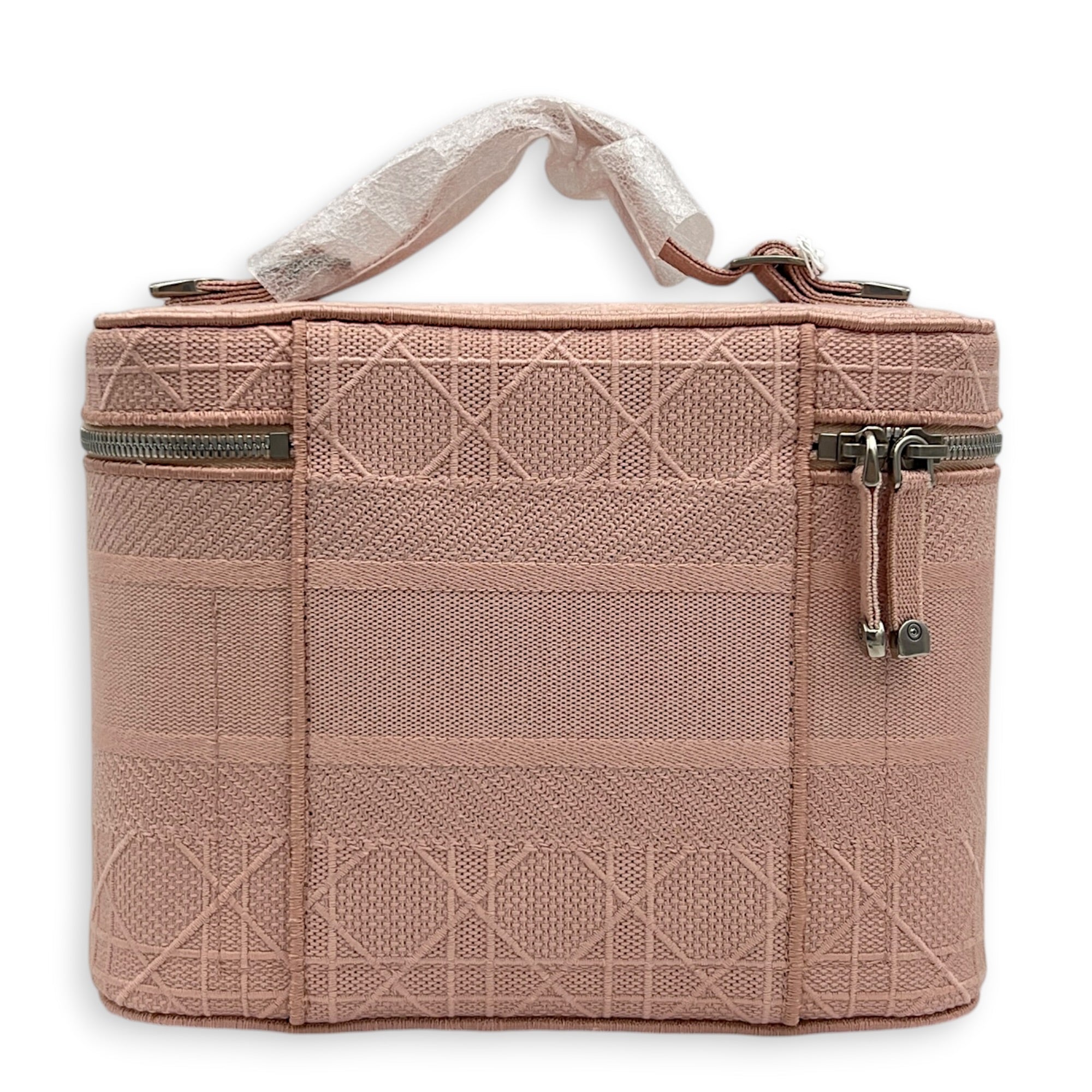 Diortravel Pink Vanity Bag in Canvas, Silver hardware