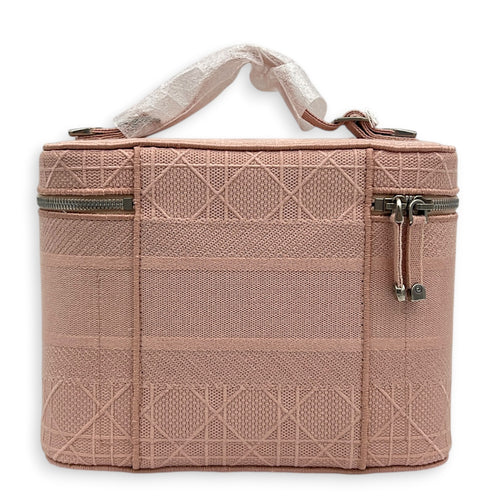 Diortravel Pink Vanity Bag in Canvas, Silver hardware