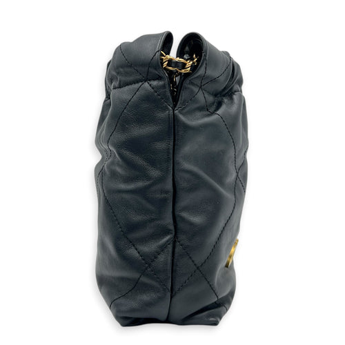 22 Tote Shoulder Bag Mini Black in Calfskin, Gold hardware