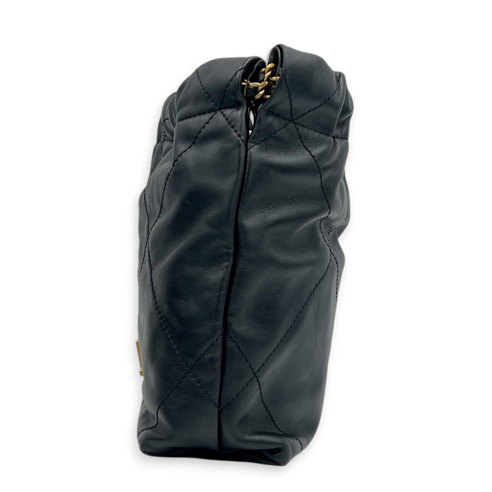 22 Tote Shoulder Bag Mini Black in Calfskin, Gold hardware