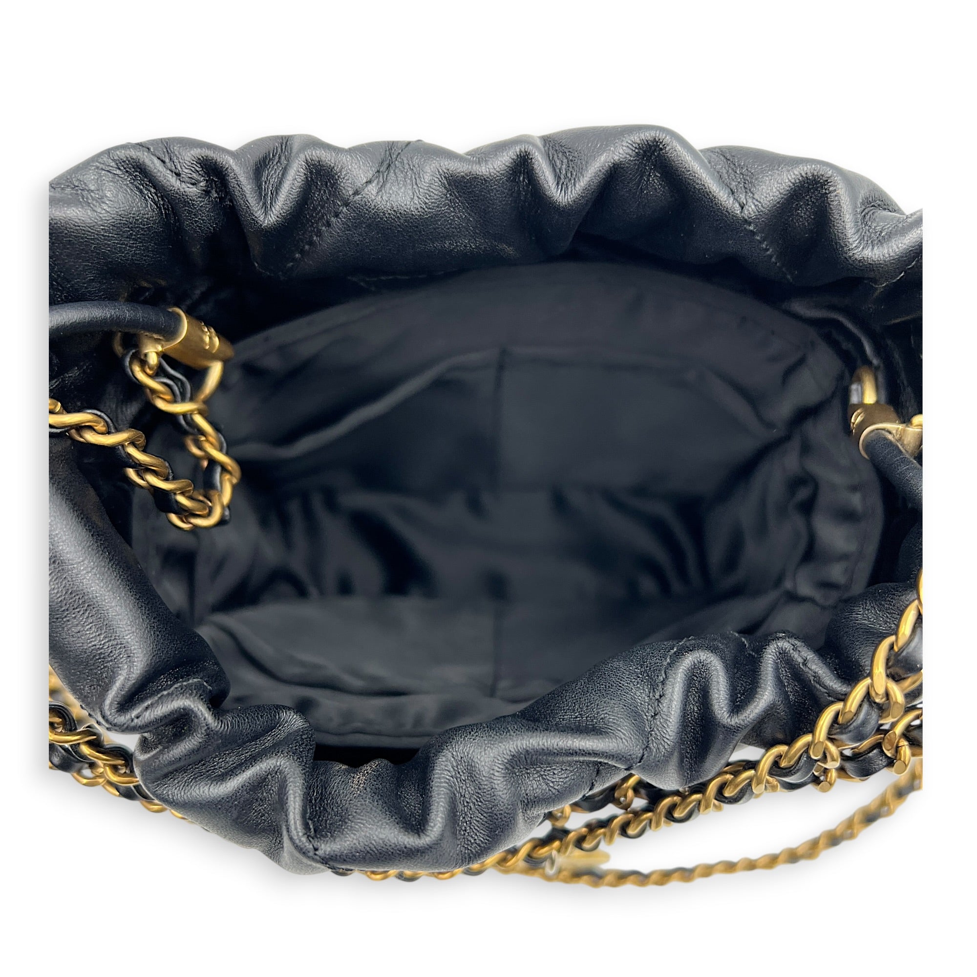 22 Tote Shoulder Bag Mini Black in Calfskin, Gold hardware