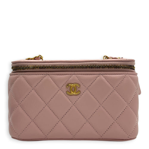 Pearl Crush  Vanity Bag Pink in Lambskin, Gold hardware
