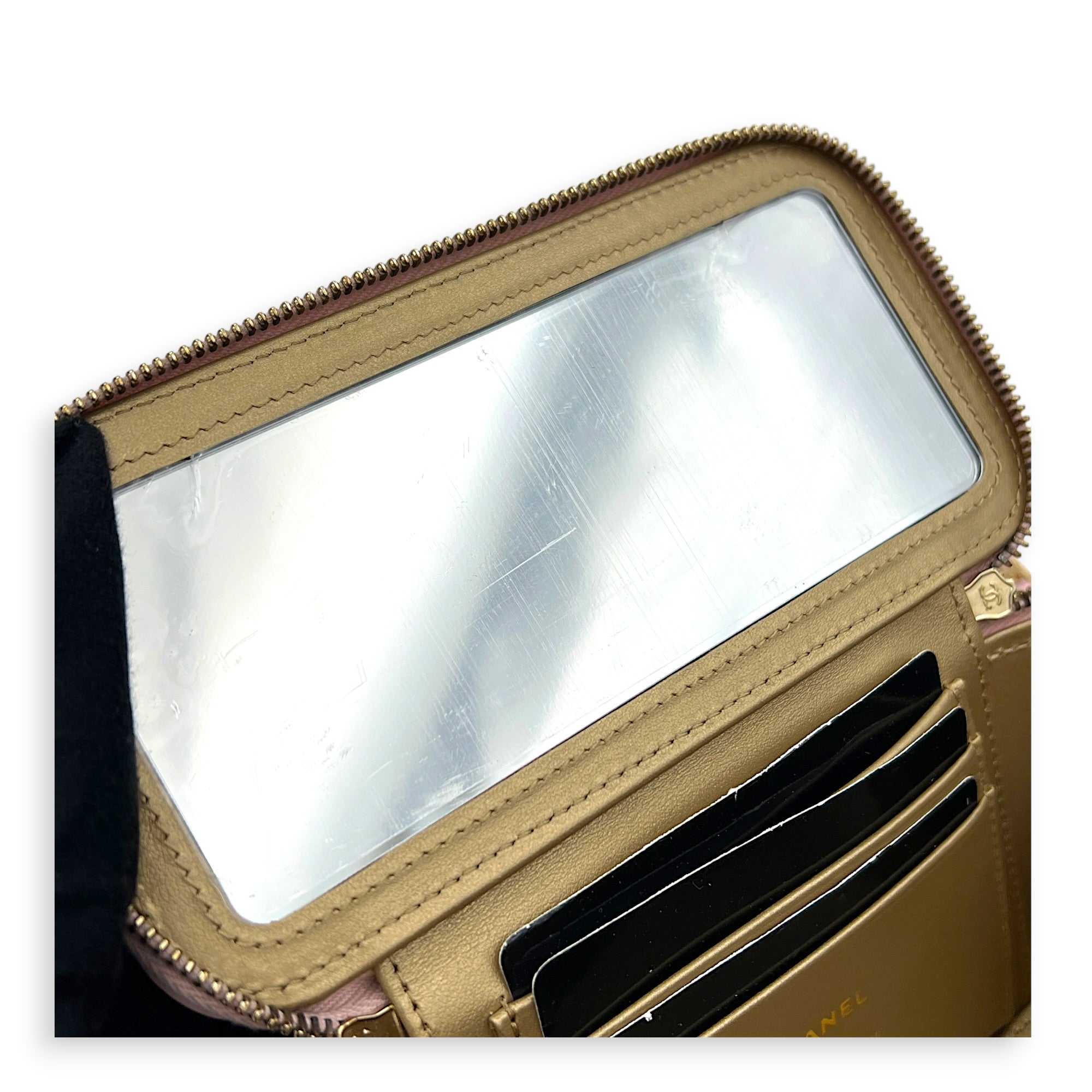 Pearl Crush  Vanity Bag Pink in Lambskin, Gold hardware