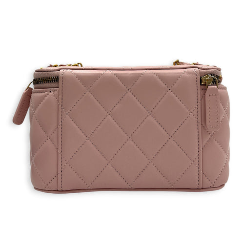 Pearl Crush  Vanity Bag Pink in Lambskin, Gold hardware