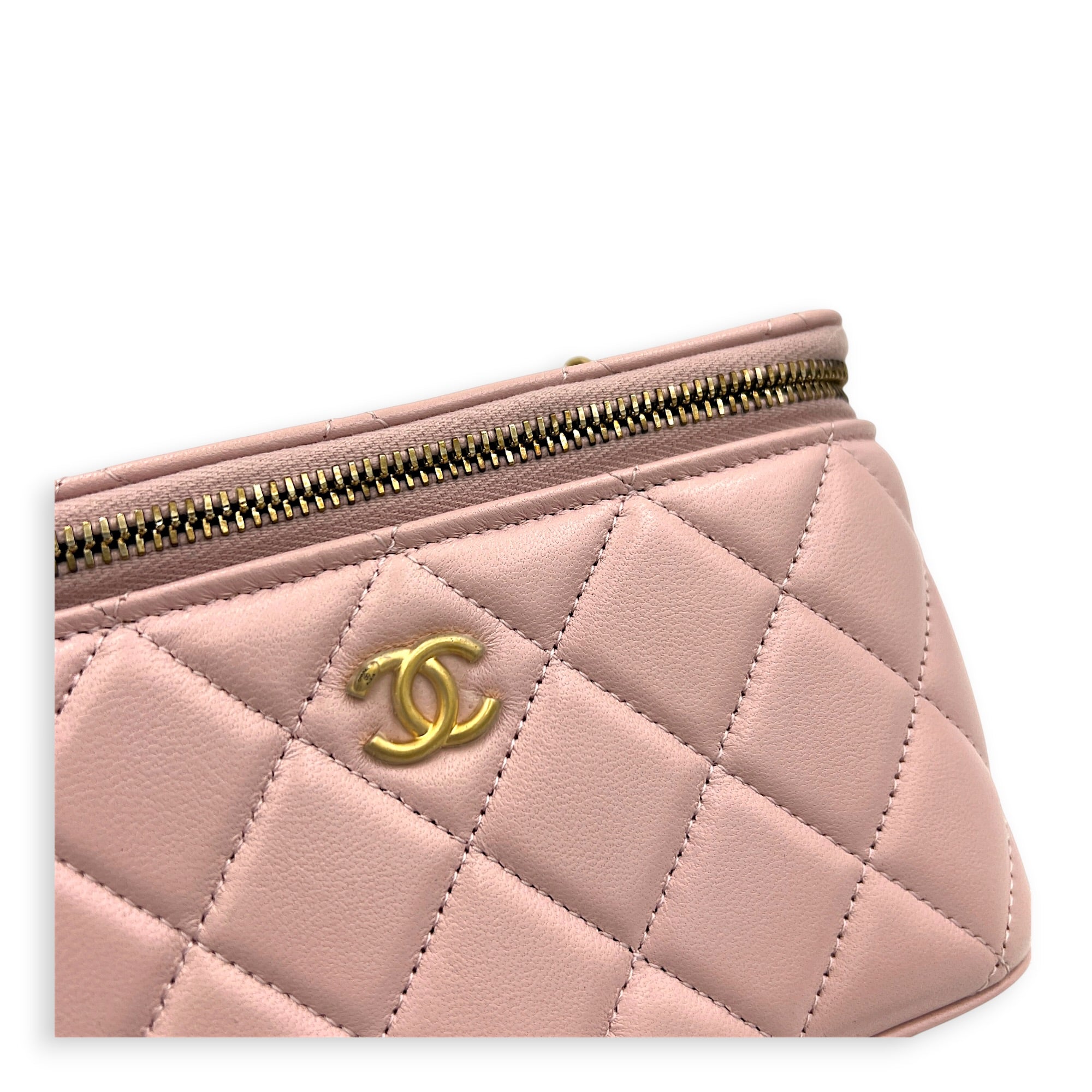 Pearl Crush  Vanity Bag Pink in Lambskin, Gold hardware
