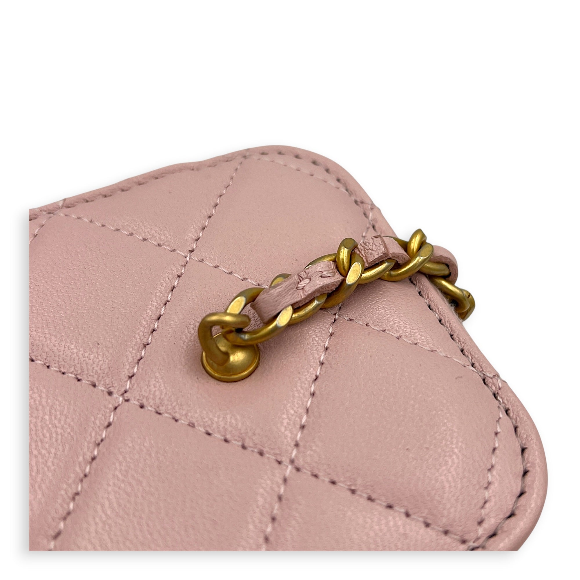 Pearl Crush  Vanity Bag Pink in Lambskin, Gold hardware