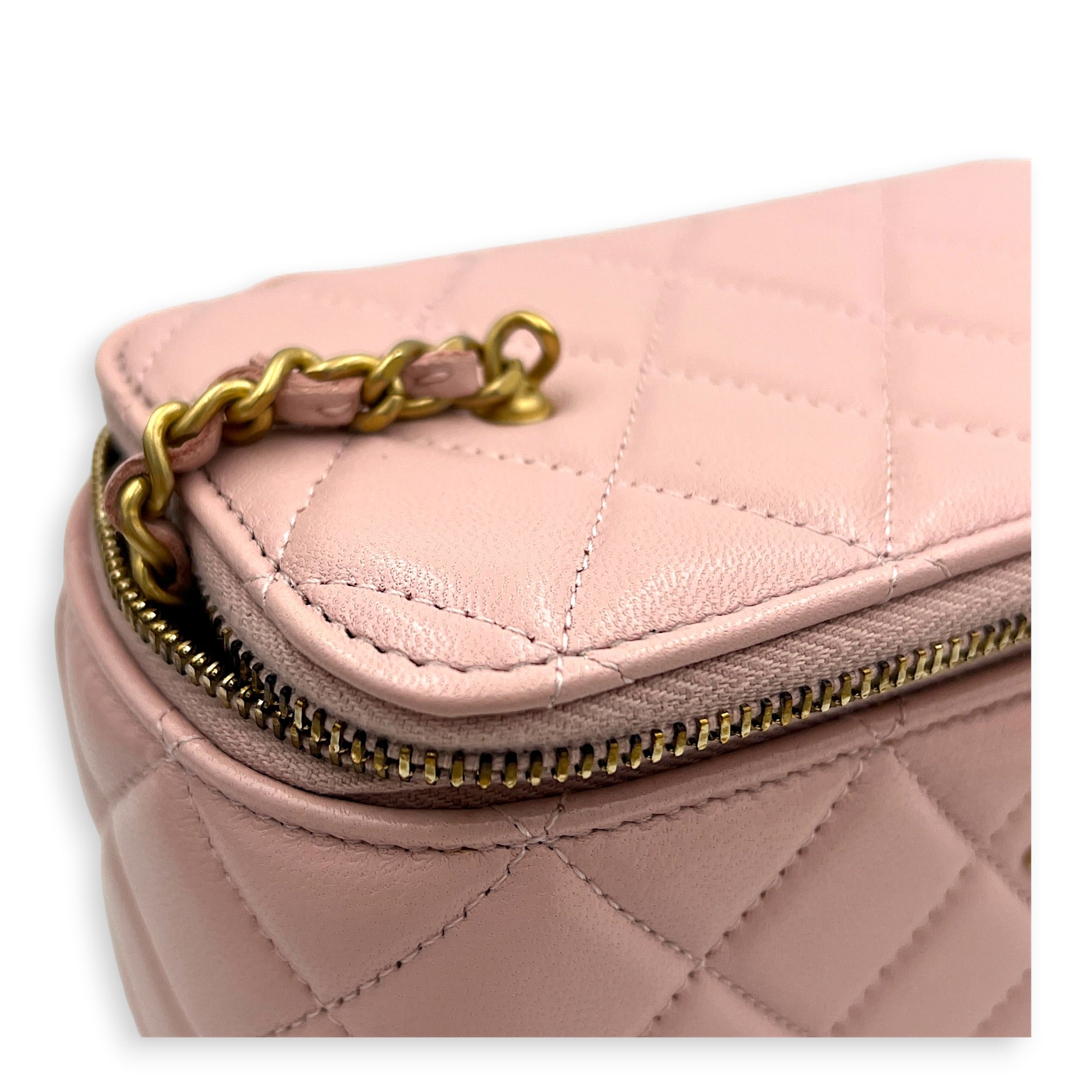 Pearl Crush  Vanity Bag Pink in Lambskin, Gold hardware