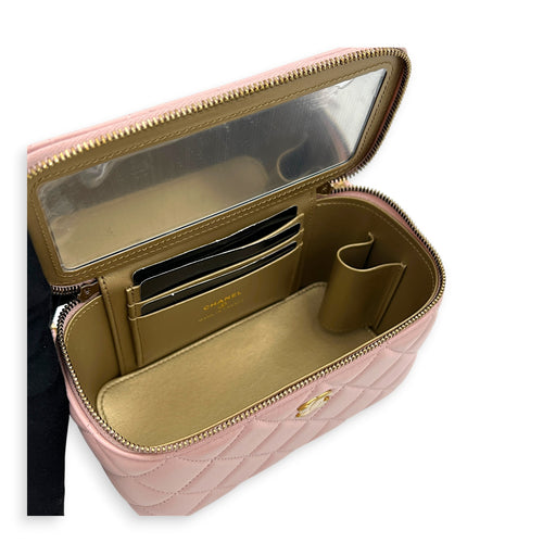 Pearl Crush  Vanity Bag Pink in Lambskin, Gold hardware
