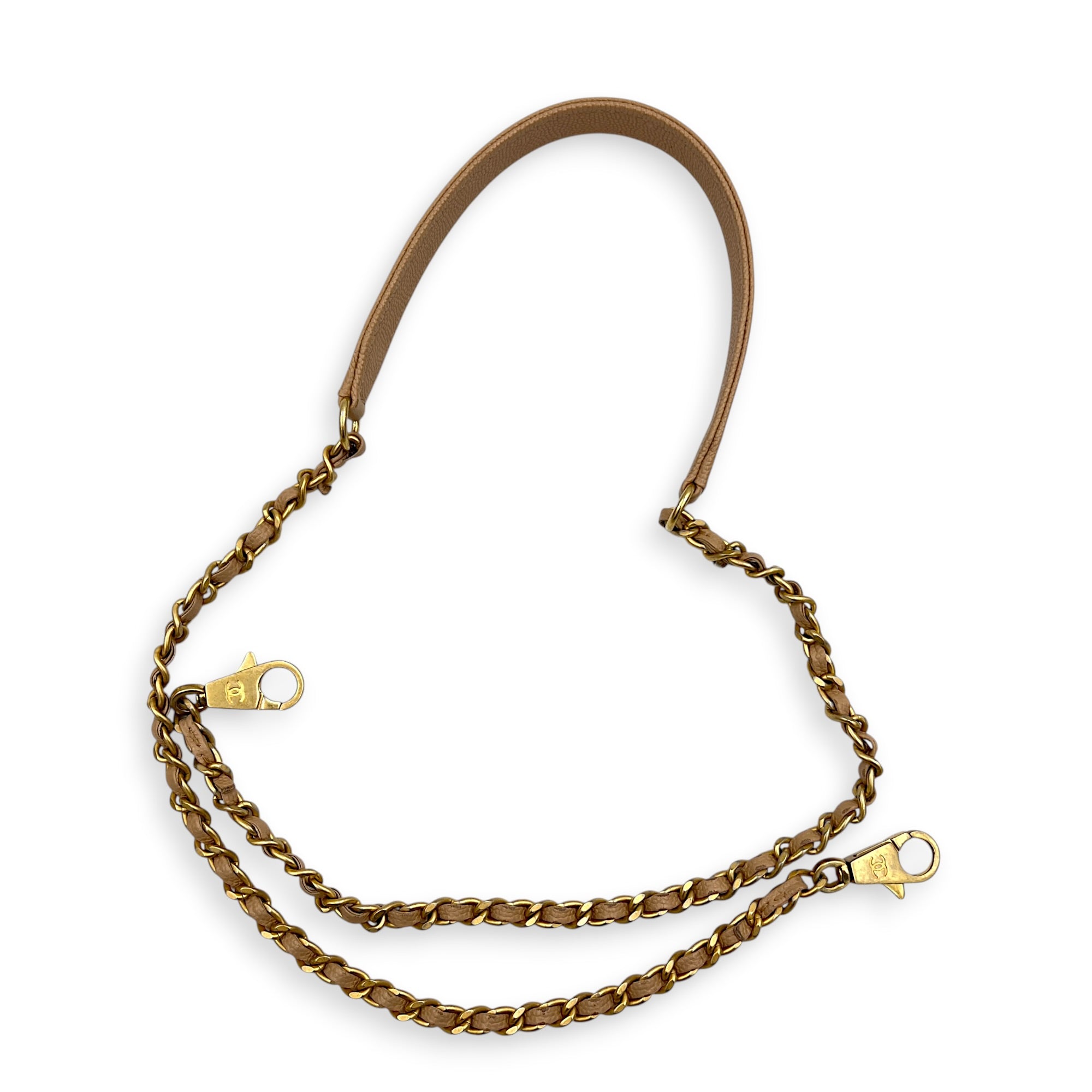 Coco Top Handle Bag Dark Beige in Caviar Leather, Gold hardware