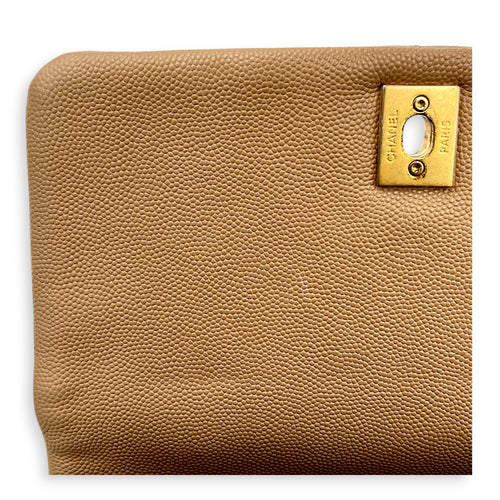 Coco Top Handle Bag Dark Beige in Caviar Leather, Gold hardware