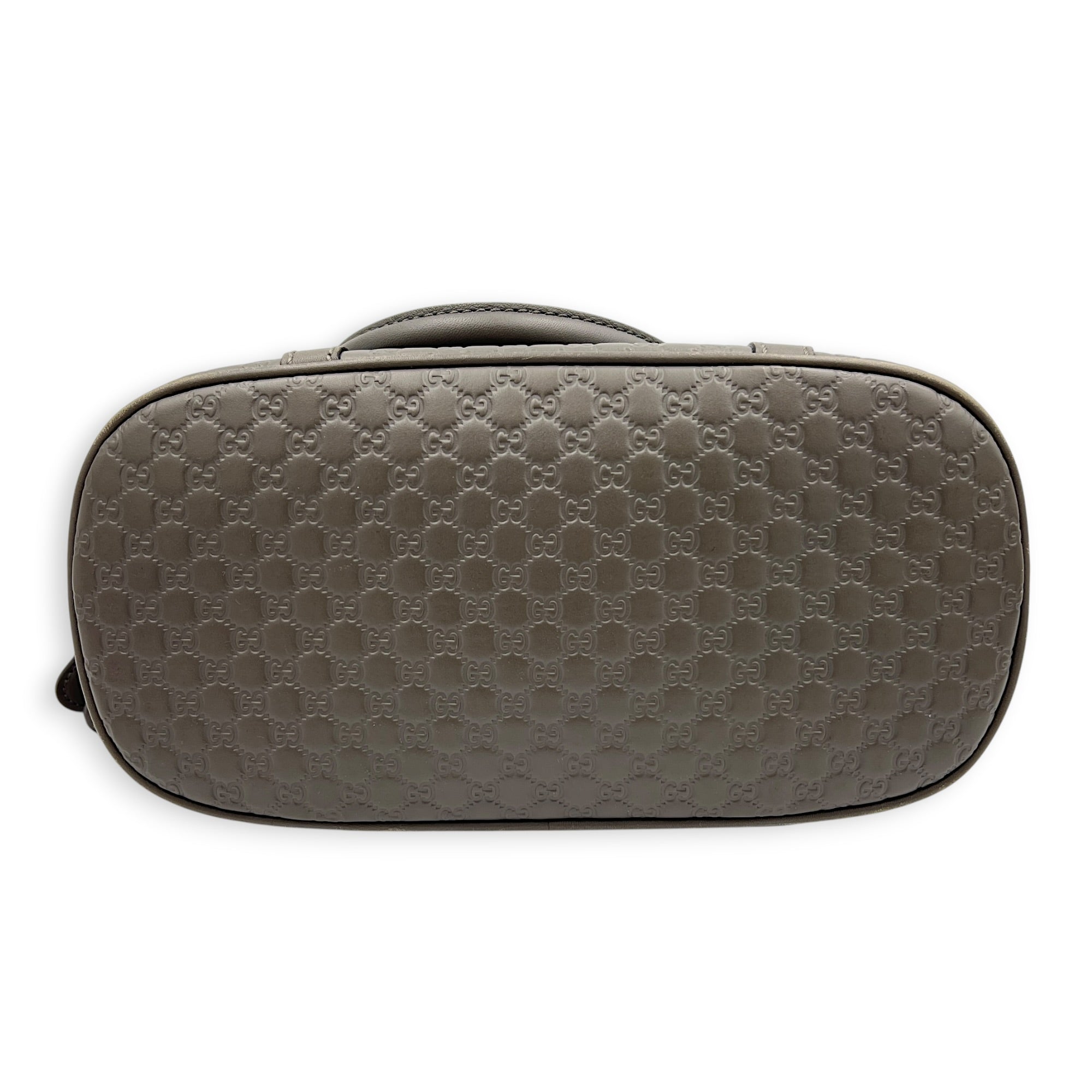 Dome Grey Top Handle Bag in Calfskin, Gold hardware