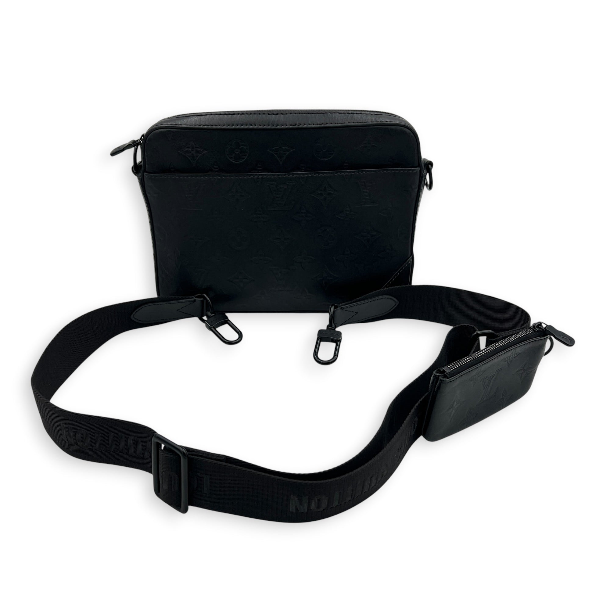 Duo Messenger Black in Calfskin, Monochrome hardware