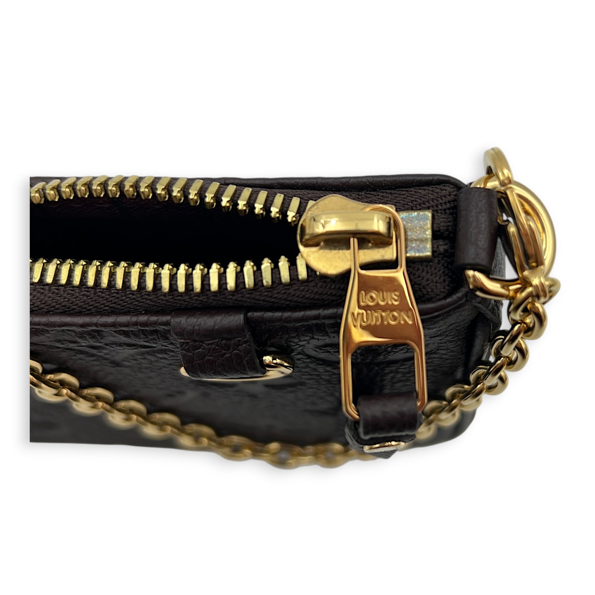 Easy Pouch on Strap Shoulder Bag Marron Glacé in Monogram Empreinte Leather, Gold hardware