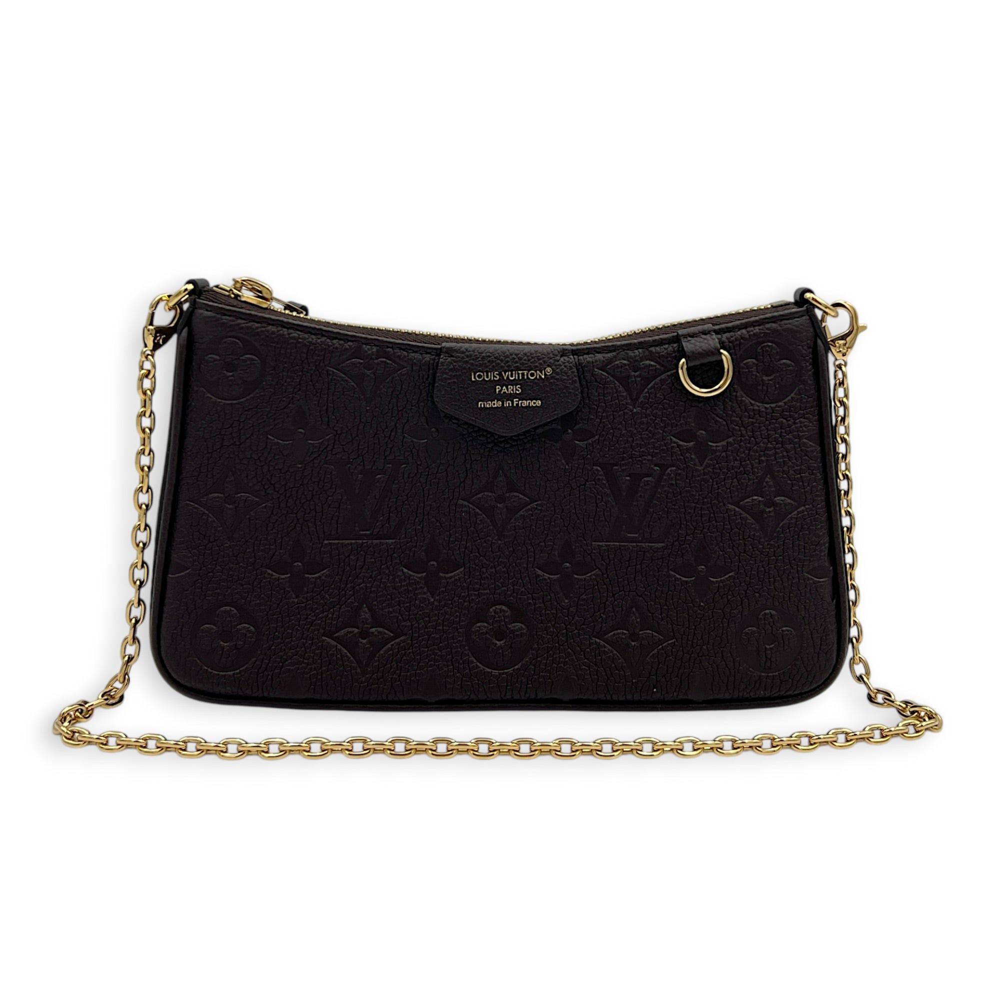 Easy Pouch on Strap Shoulder Bag Marron Glacé in Monogram Empreinte Leather, Gold hardware
