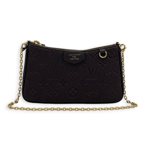 Easy Pouch on Strap Shoulder Bag Marron Glacé in Monogram Empreinte Leather, Gold hardware