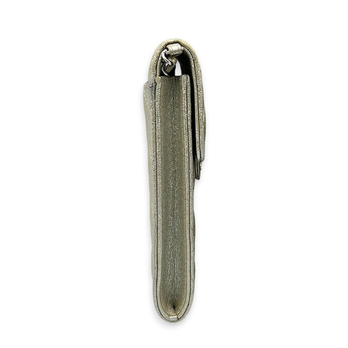 CC Quilted  Phone Bag Gold in Caviar Leather, Silver hardware