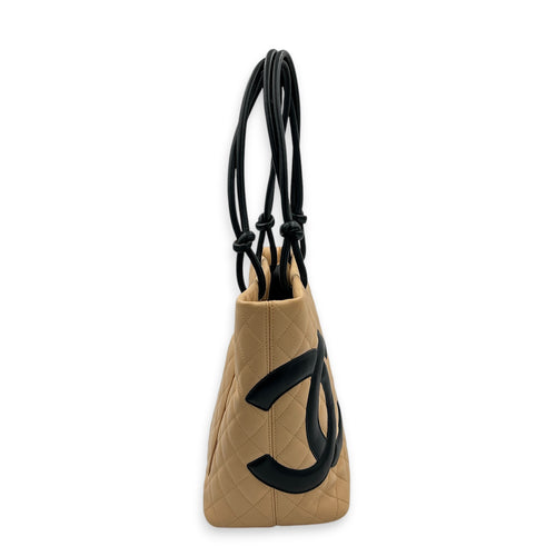 Cambon Tote Bag Beige in Calfskin, Silver hardware