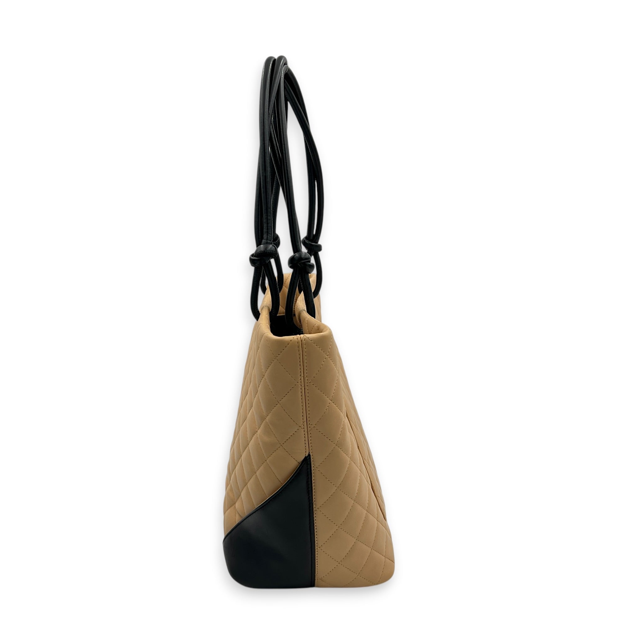 Cambon Tote Bag Beige in Calfskin, Silver hardware