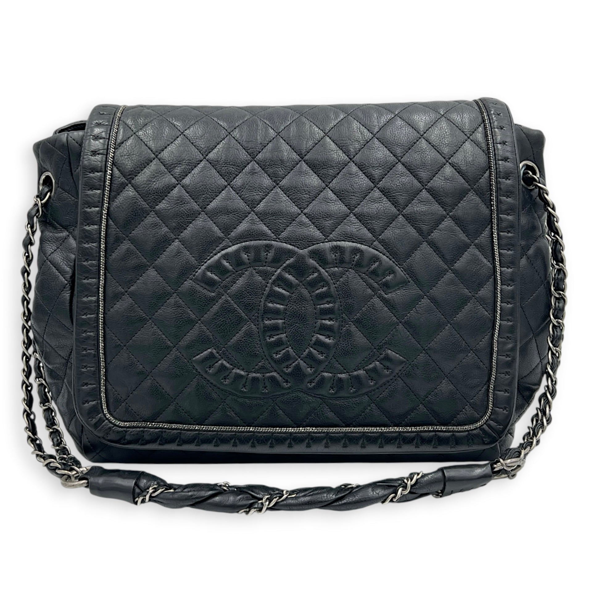 CC Istanbul Accordion Shoulder Bag Black in Calfskin, Ruthenium hardware