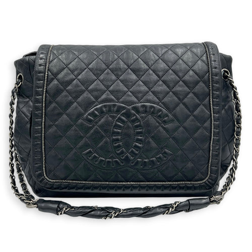 CC Istanbul Accordion Shoulder Bag Black in Calfskin, Ruthenium hardware