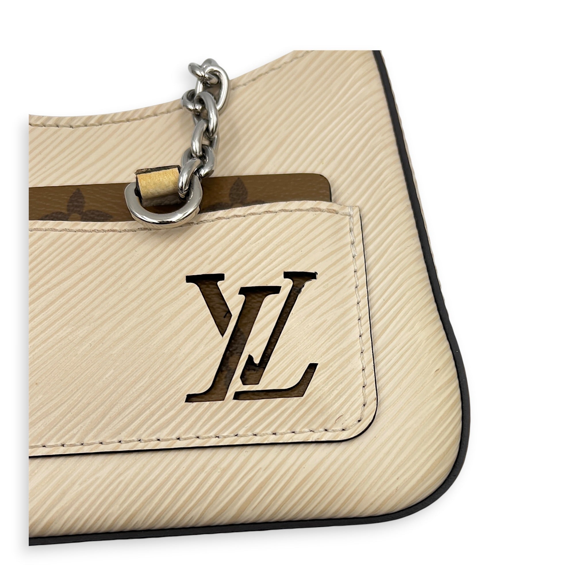 Marellini Shoulder Bag White in Epi Leather, Silver hardware