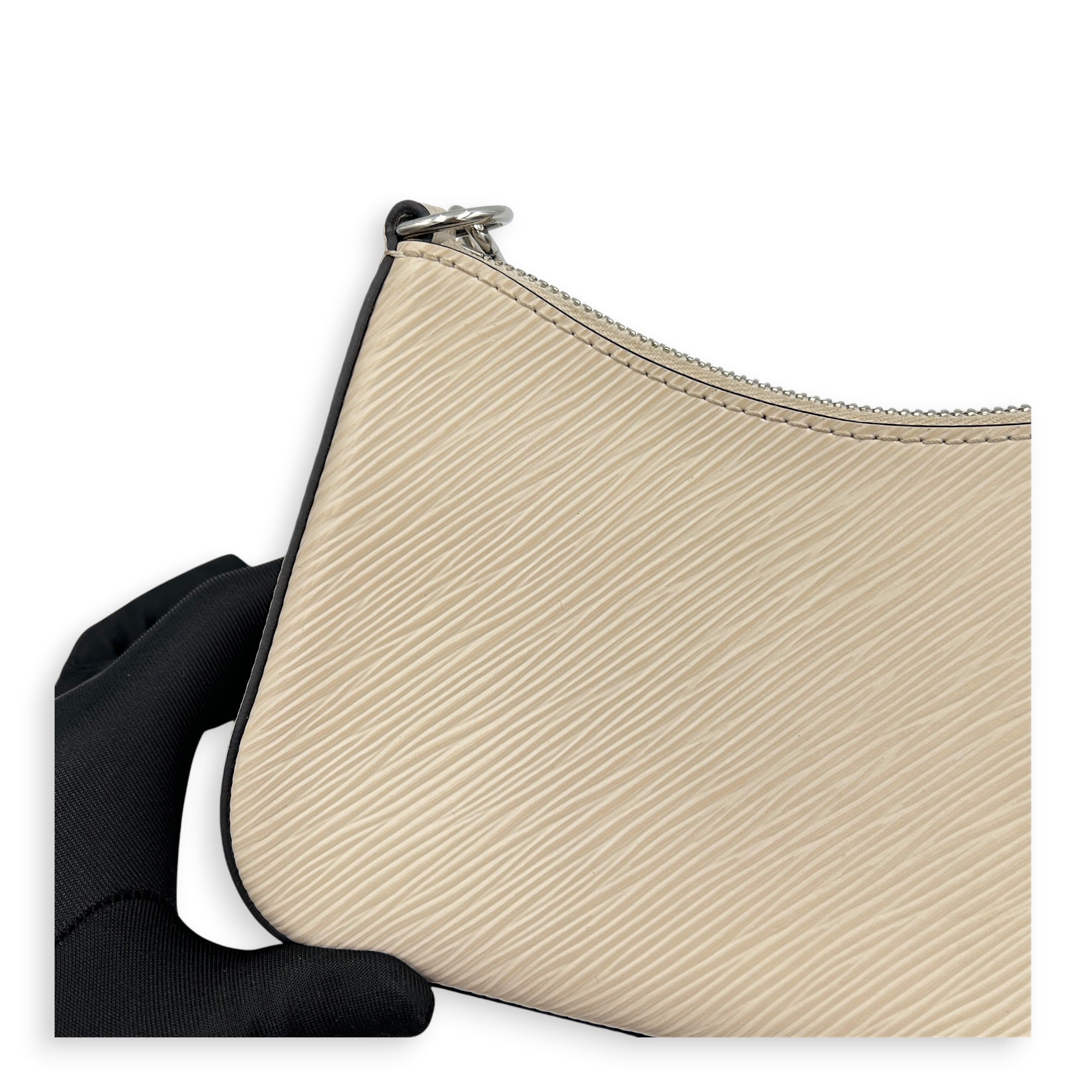 Marellini Shoulder Bag White in Epi Leather, Silver hardware