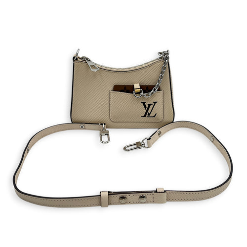 Marellini Shoulder Bag White in Epi Leather, Silver hardware