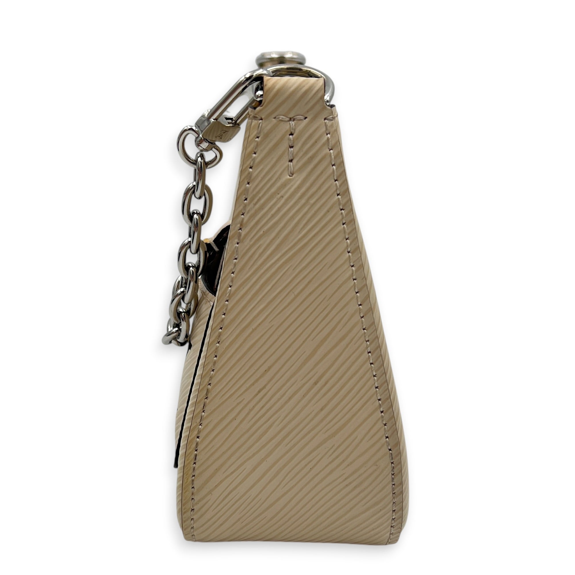 Marellini Shoulder Bag White in Epi Leather, Silver hardware