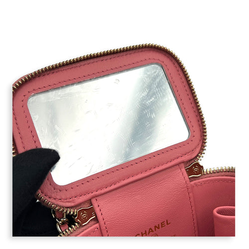Mini Vanity Top Handle Pink Vanity Bag in Lambskin, Gold hardware