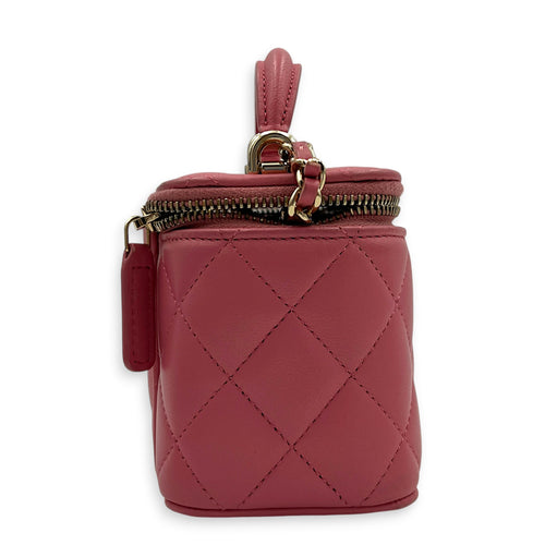 Mini Vanity Top Handle Pink Vanity Bag in Lambskin, Gold hardware