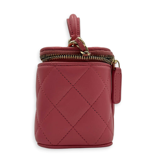 Mini Vanity Top Handle Pink Vanity Bag in Lambskin, Gold hardware