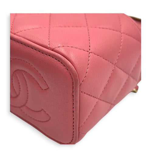 Mini Vanity Top Handle Pink Vanity Bag in Lambskin, Gold hardware